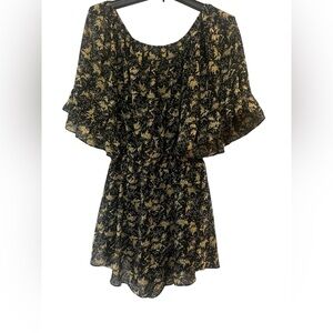 Plumber Floral Navy and Yellow Romper - M